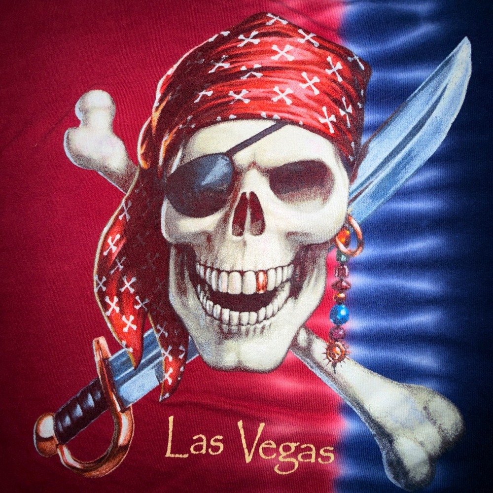 Kid U Not Pirate Skull Las Vegas Kids S Red Blue Tie Dye T-Shit